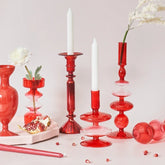 Red Glass Taper Candle Holder